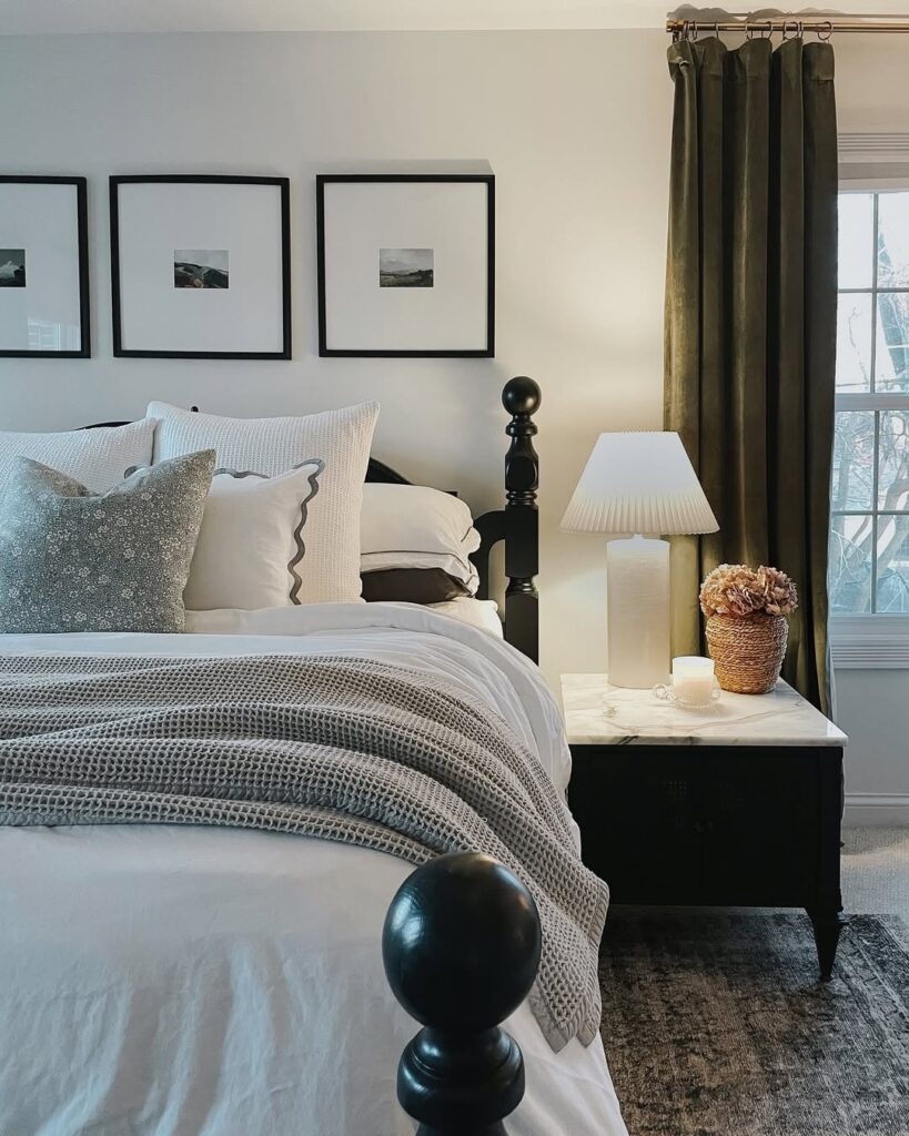 Classic Bedroom in White and Dark Accents