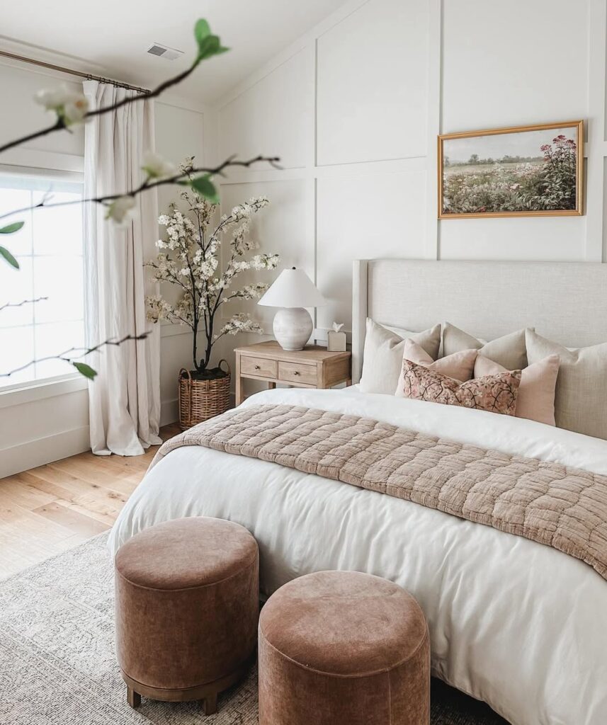 Elegant Blush and White Bedroom