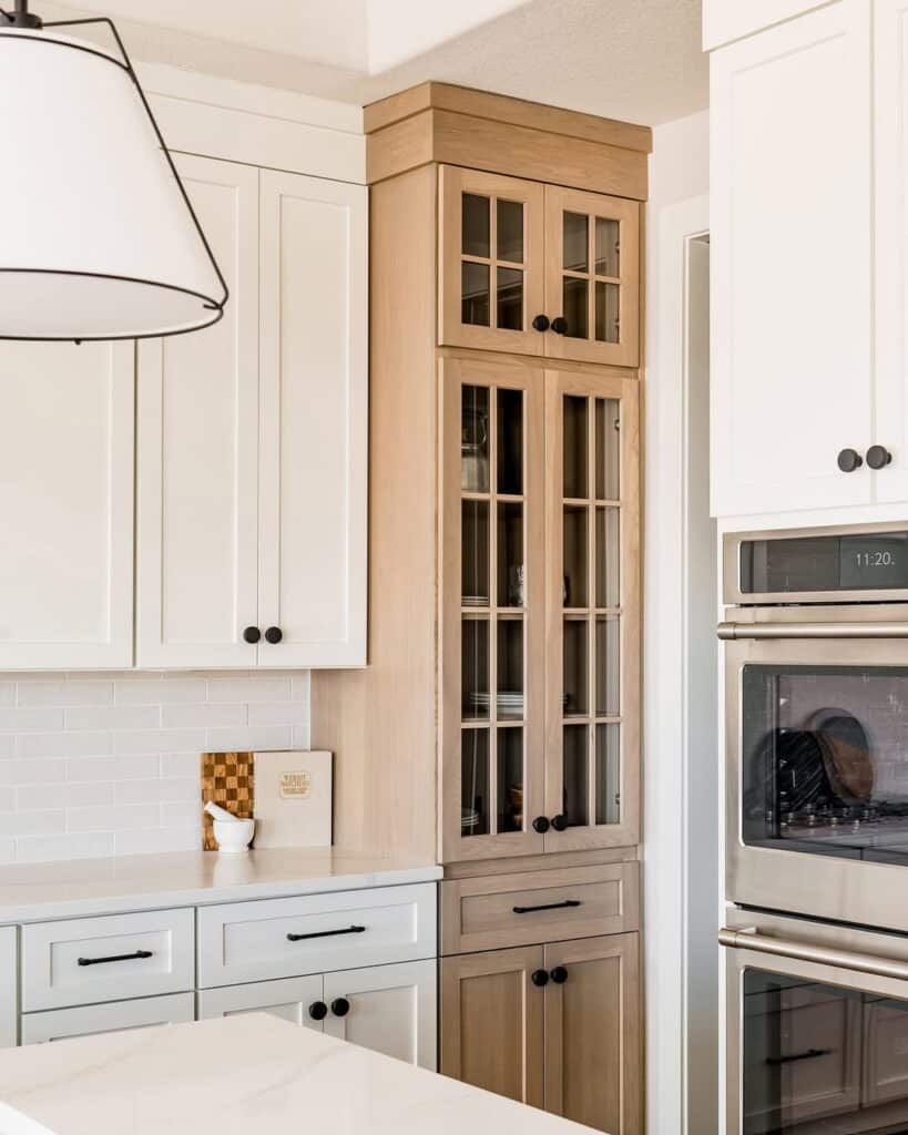 Glass-Front Hickory Cabinets