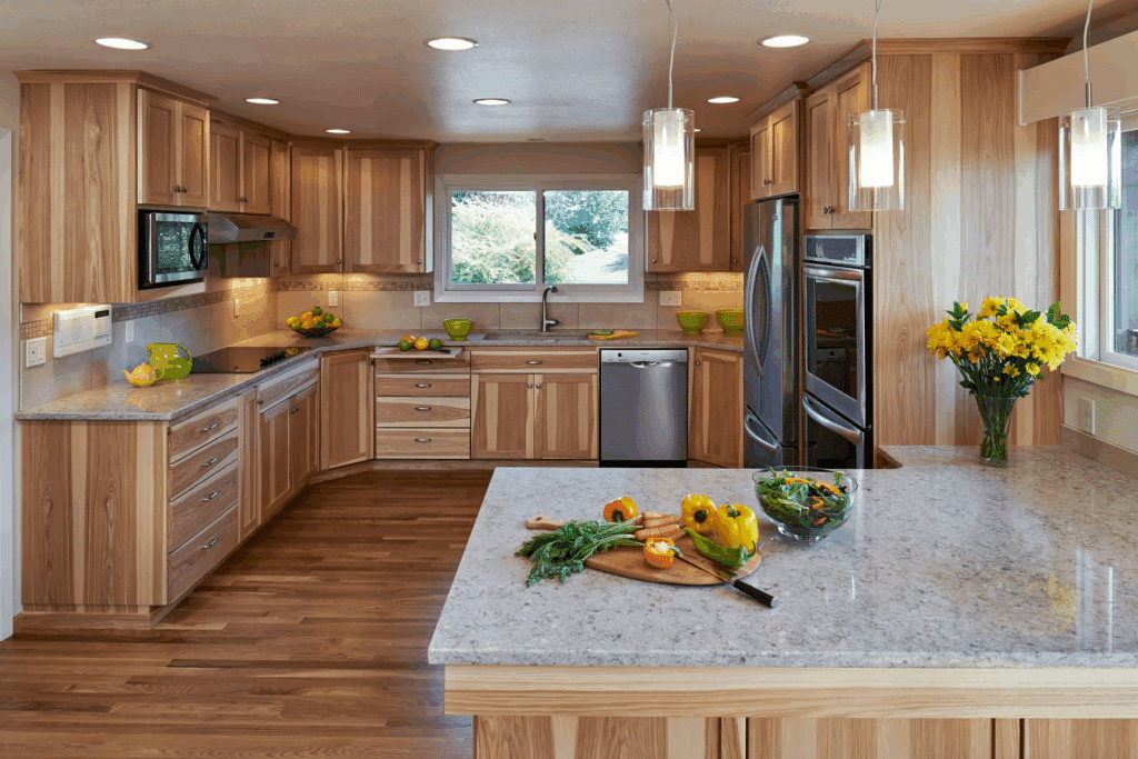 Hickory Cabinets With Integrated Lighting