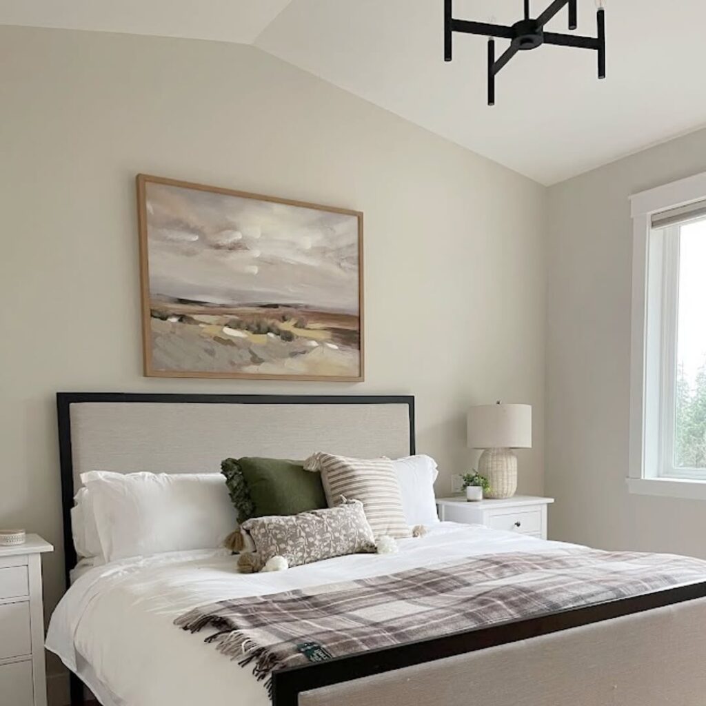 Modern Farmhouse Bedroom in White and Earthy Tones