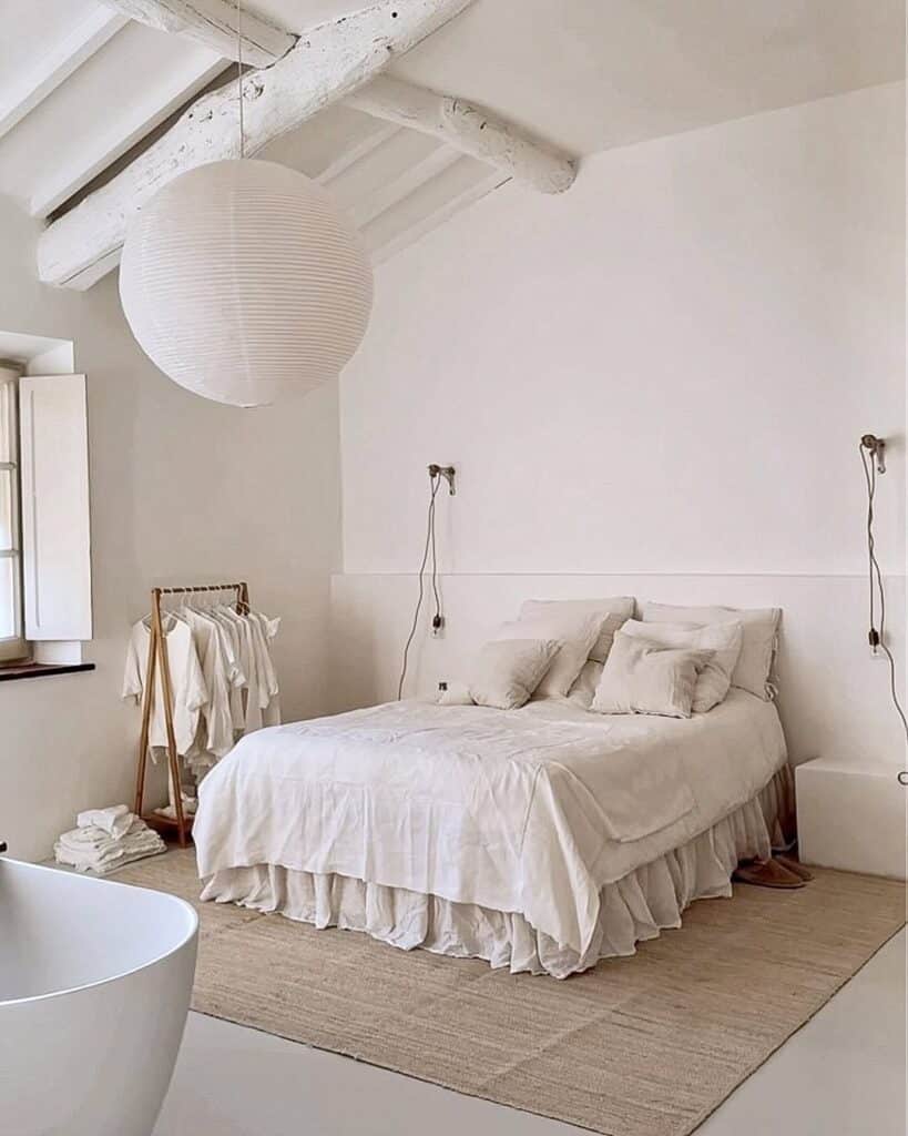 Rustic Minimalist Bedroom Beams