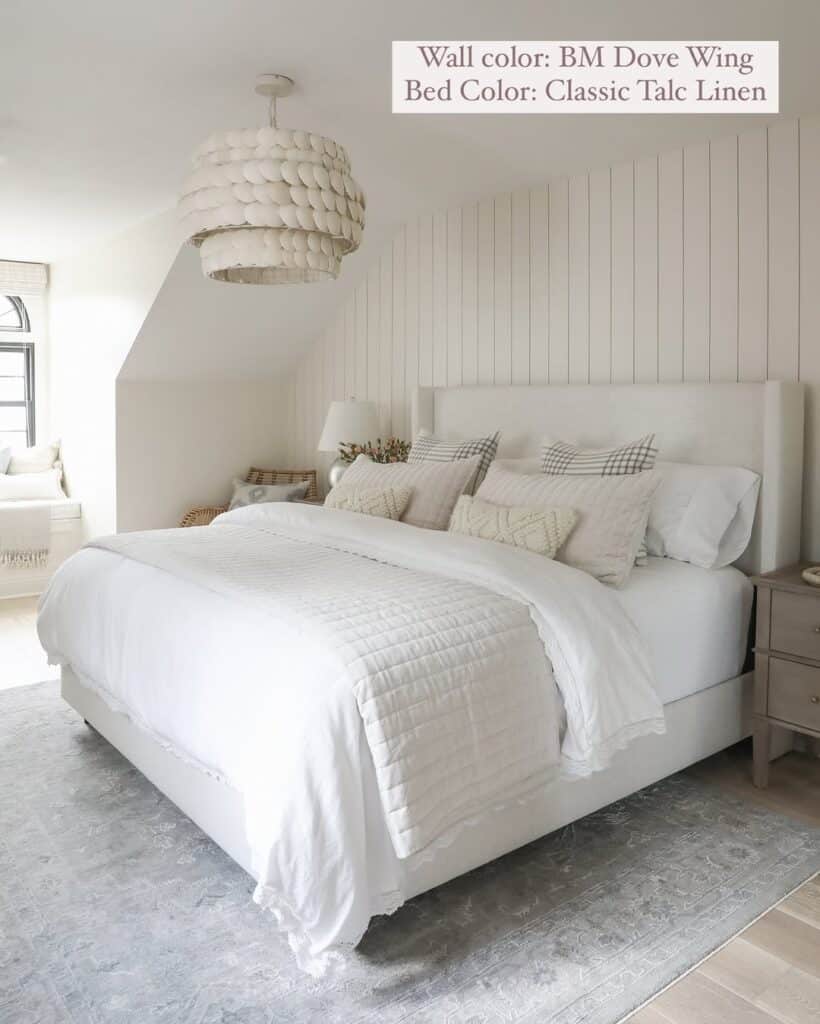 Serene White Bedroom in Benjamin Moore Dove Wing