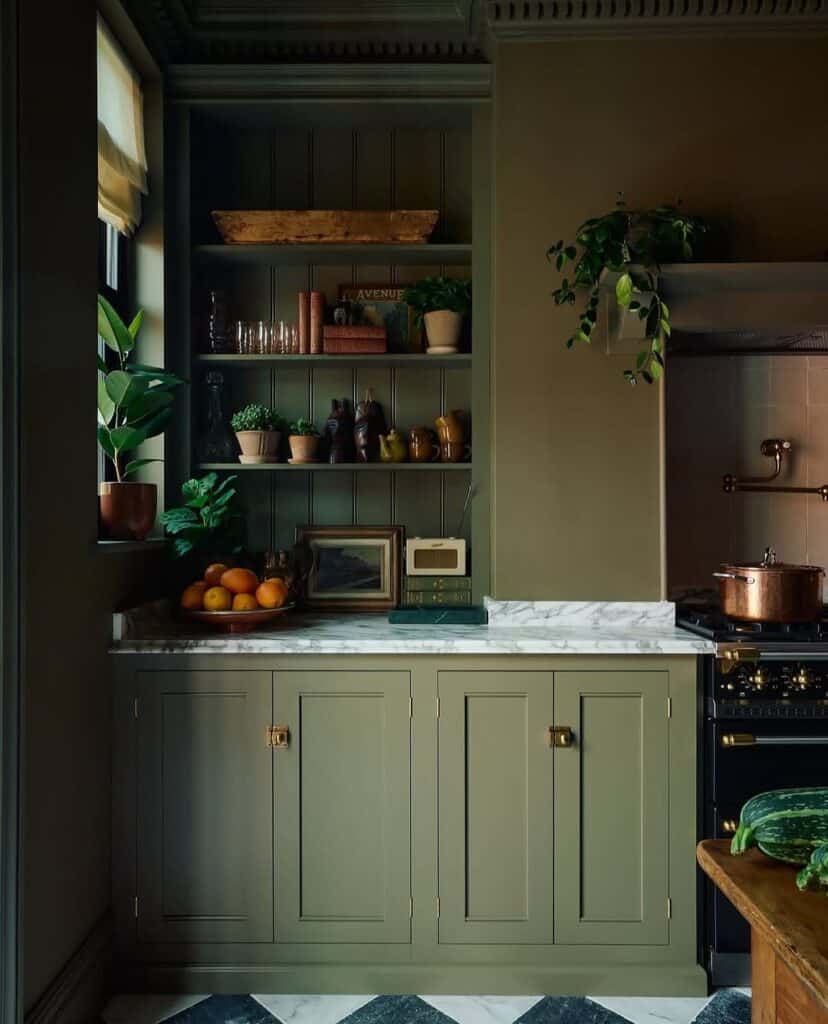 Dark Olive with Marble
