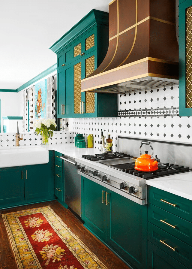Emerald Cabinetry and Brass Details