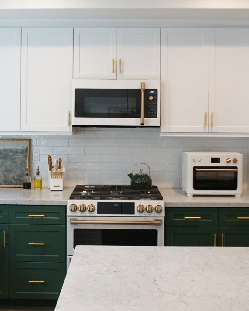 Emerald Green Two Tone Cabinets