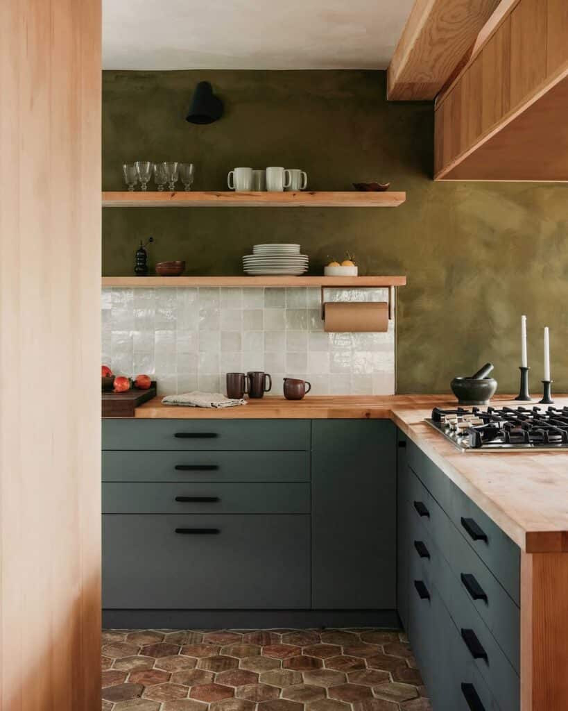 Rustic Olive Green Kitchen