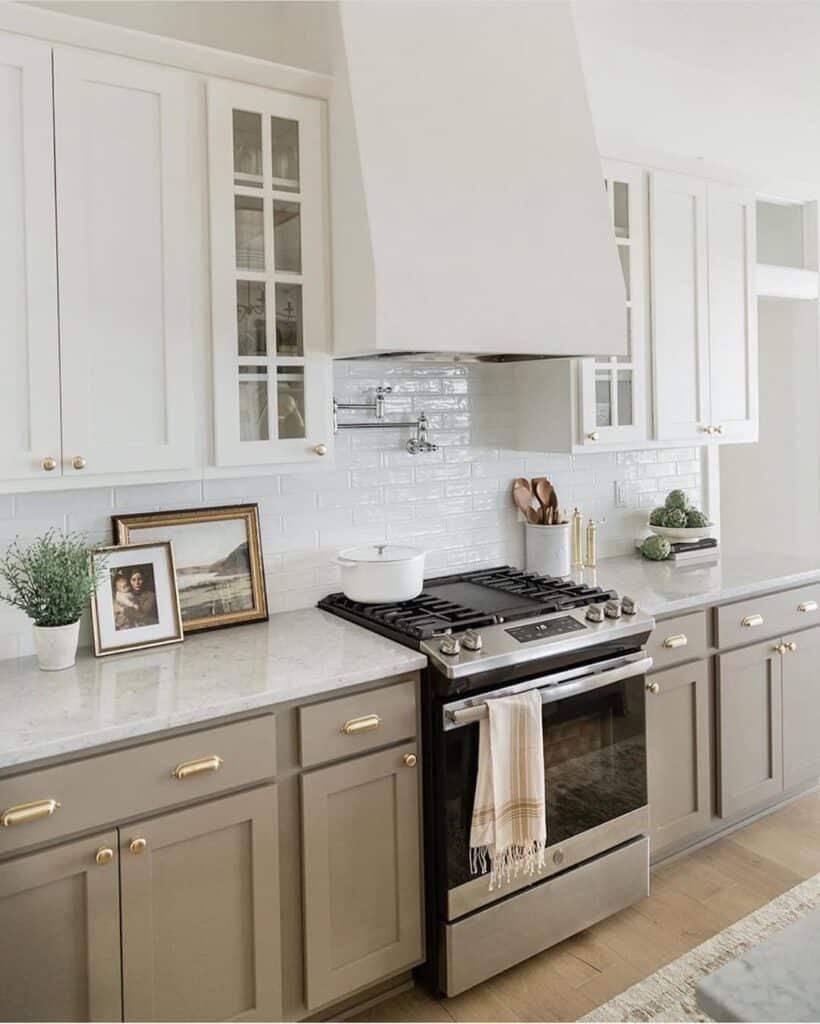 Taupe and White Cabinet Contrast