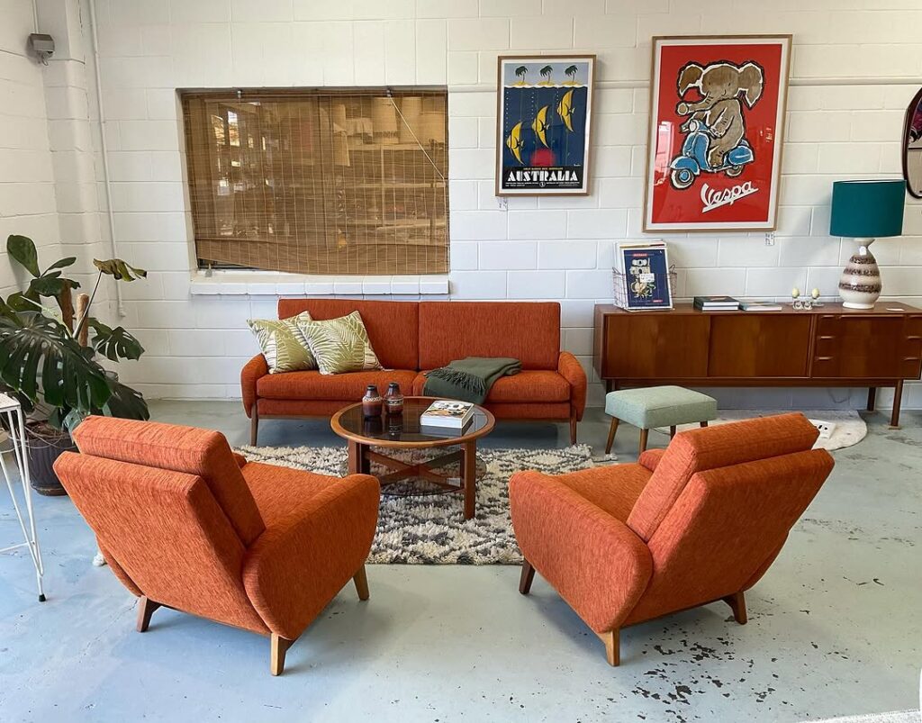 1960s Scandinavian Burnt Orange Lounge