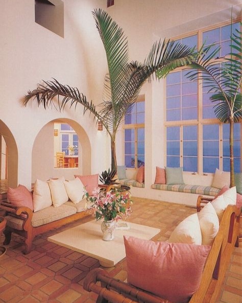 1980s Pastel Tropical Atrium Retreat