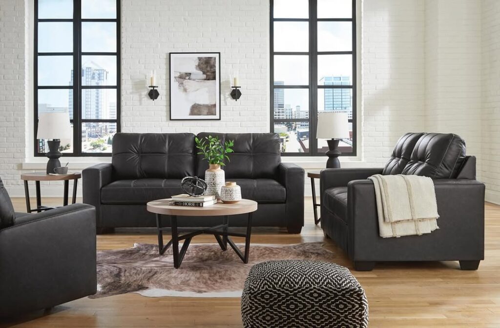 A Bright Loft with Industrial Style and Black Seating