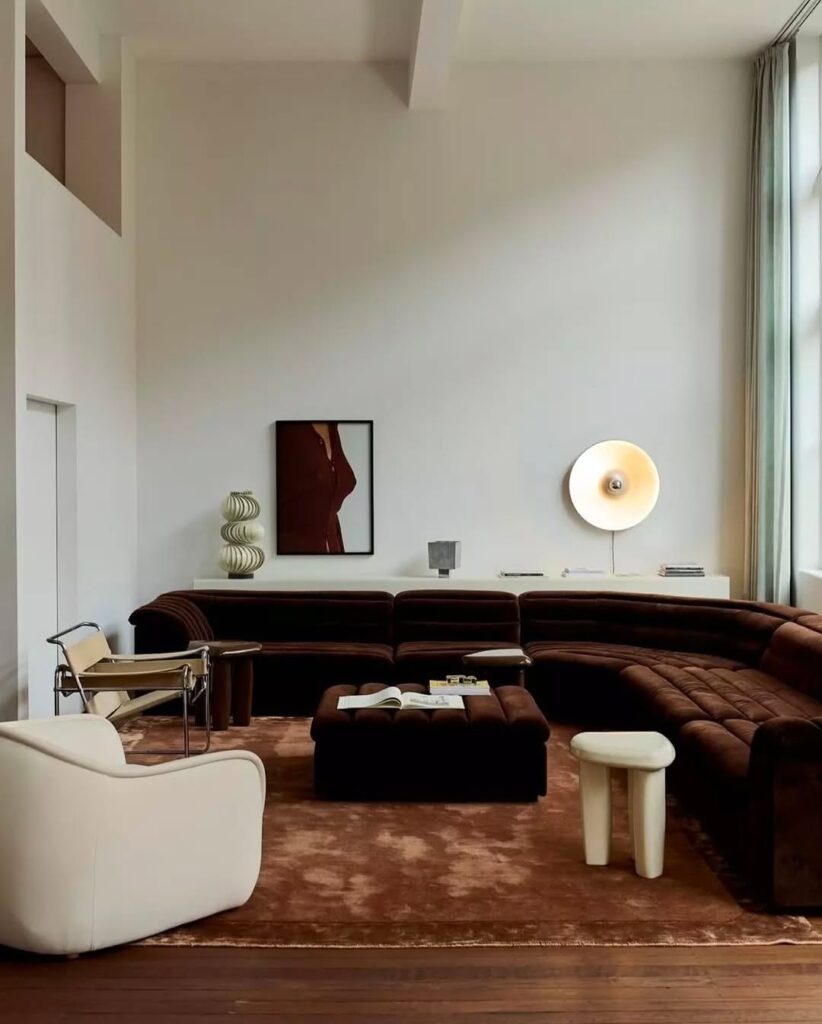 A Chocolate Lounge with Modular Sculptural Form