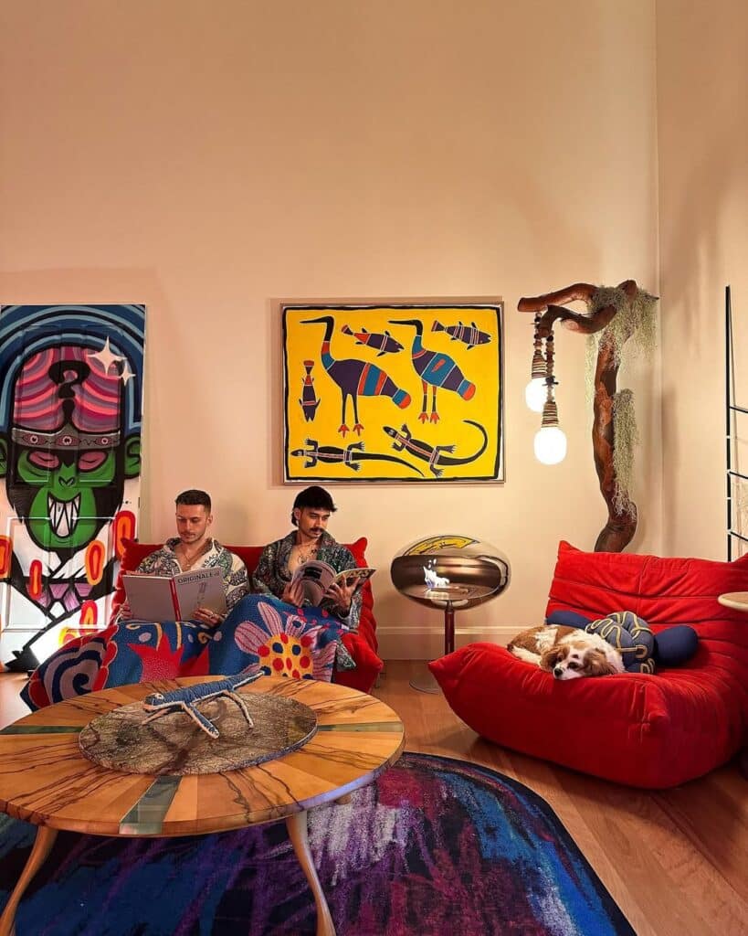 Artistic Red Statement Lounge