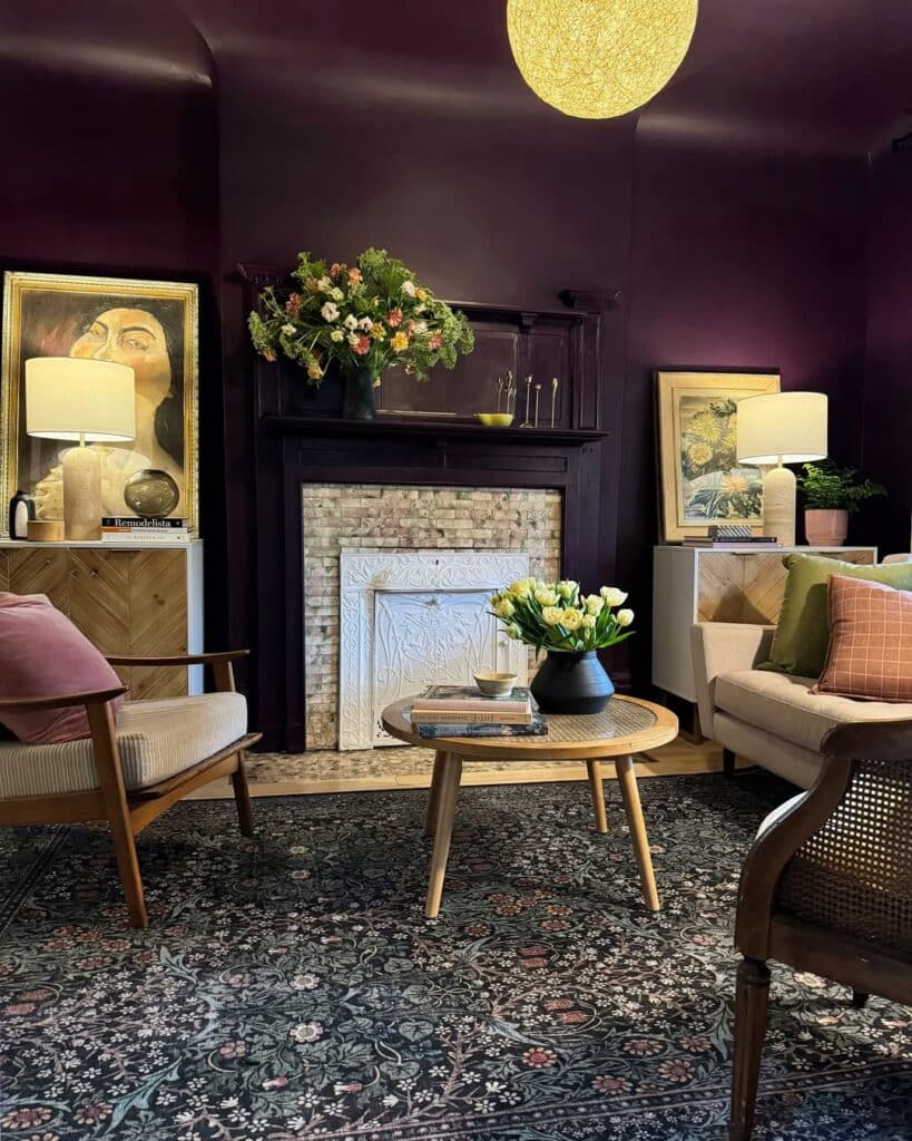 Aubergine Vintage Fireplace Lounge