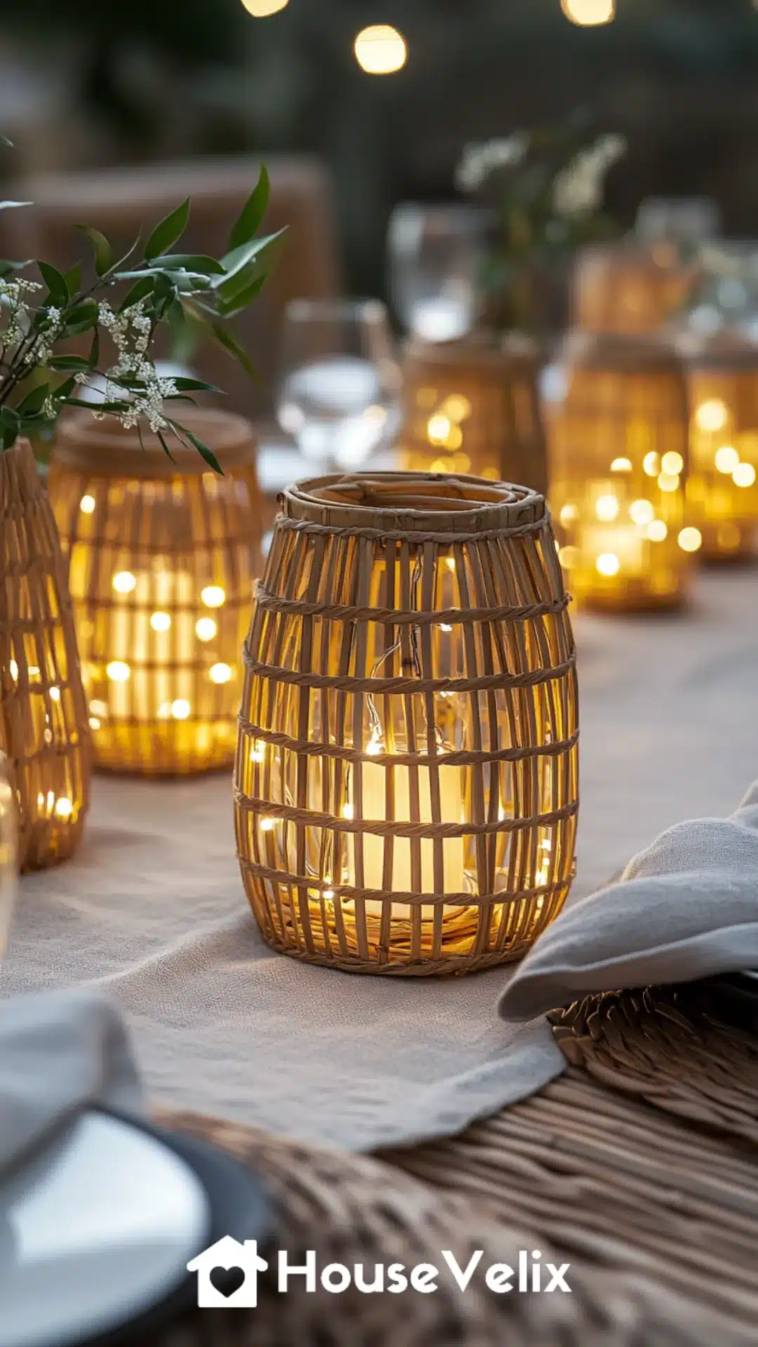 Bamboo Lanterns with LED Fairy Lights