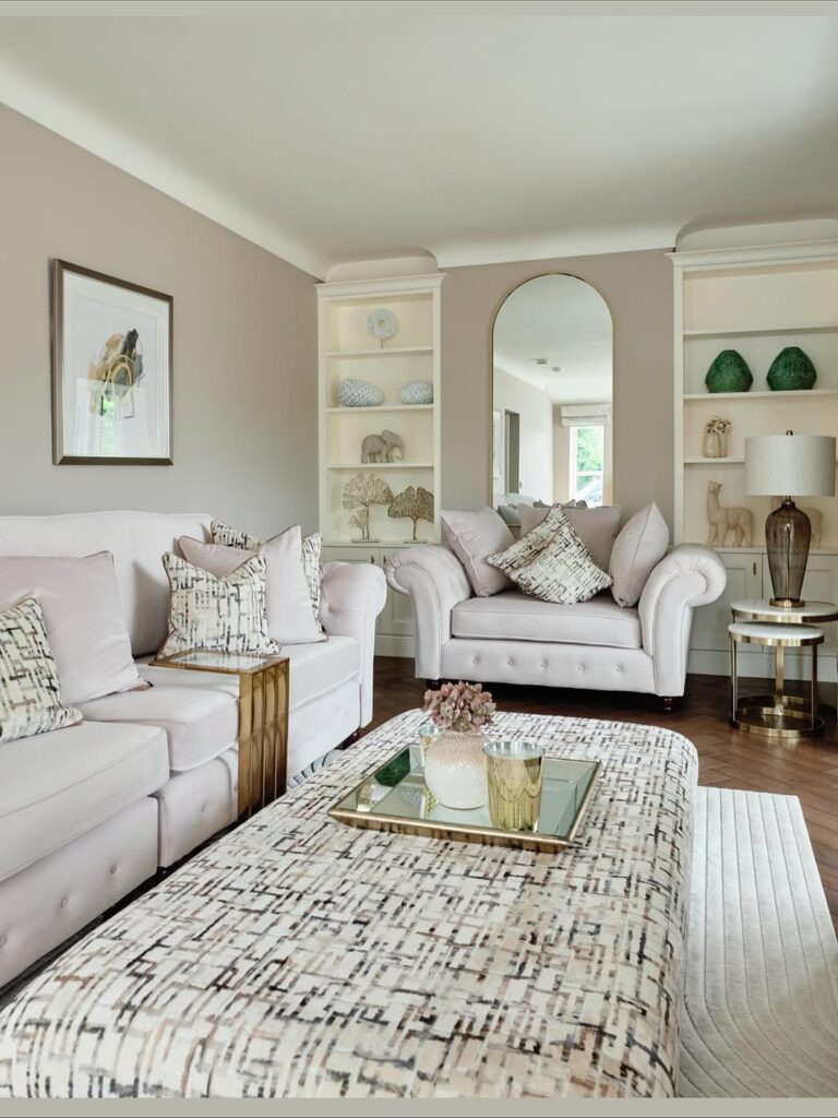 Beige Ivory and Taupe Lounge