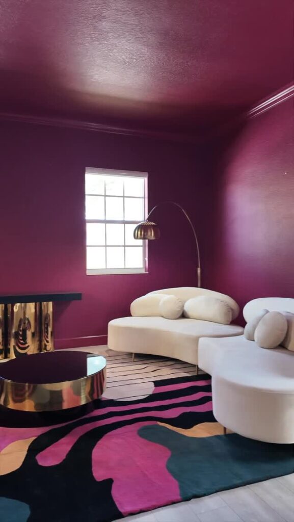 Berry High-Gloss Curved Living Room