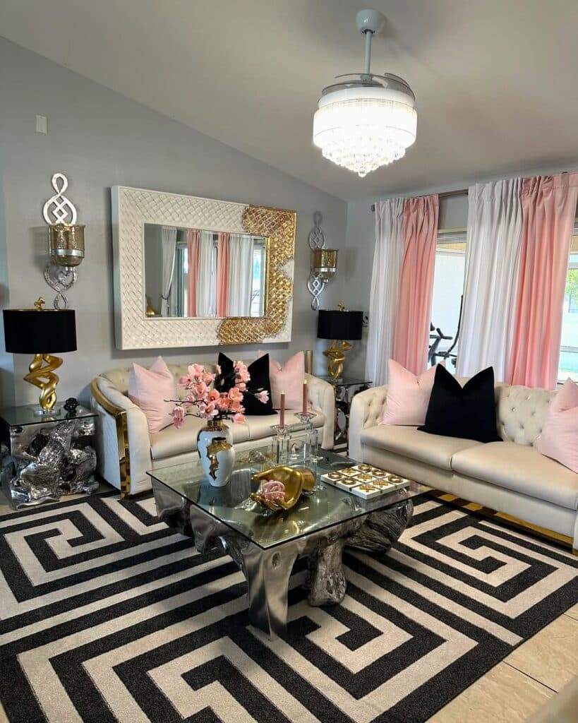 Black Foundation and Sculptural Silver Decor