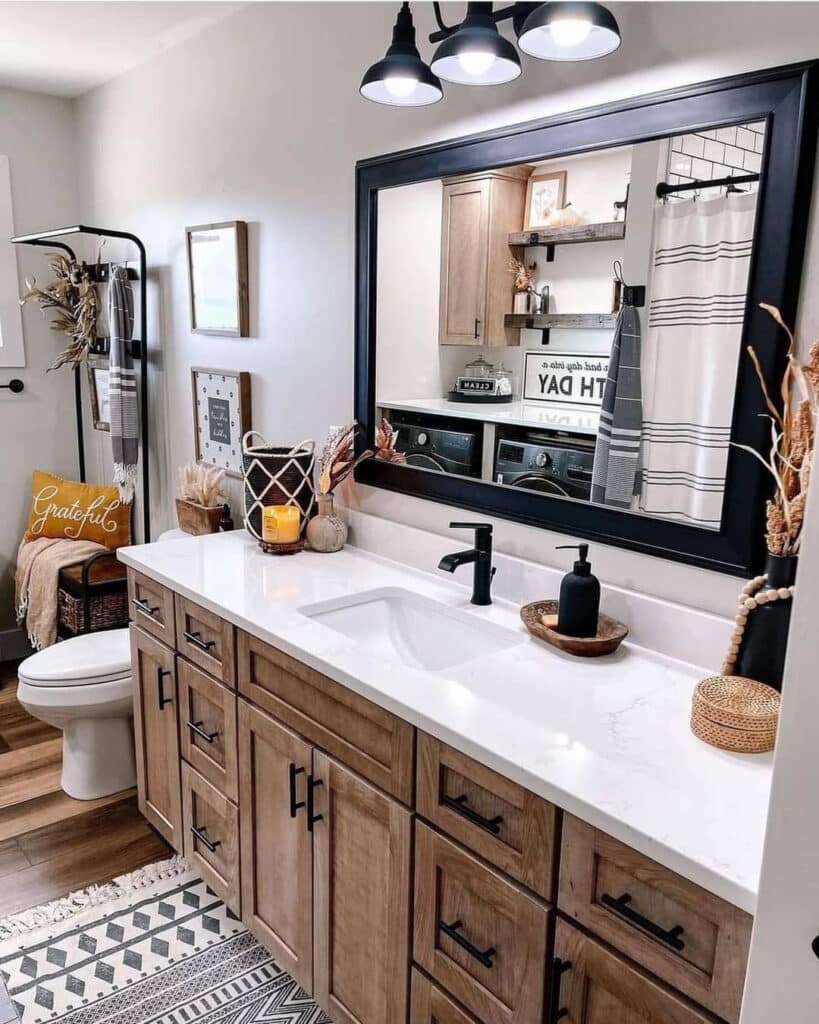 Black Frame Rustic Oak Bathroom Vanity