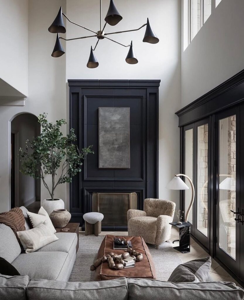 Black Paneling for a Taller Living Room