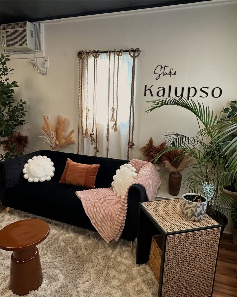 Black Sofa Boho Nook