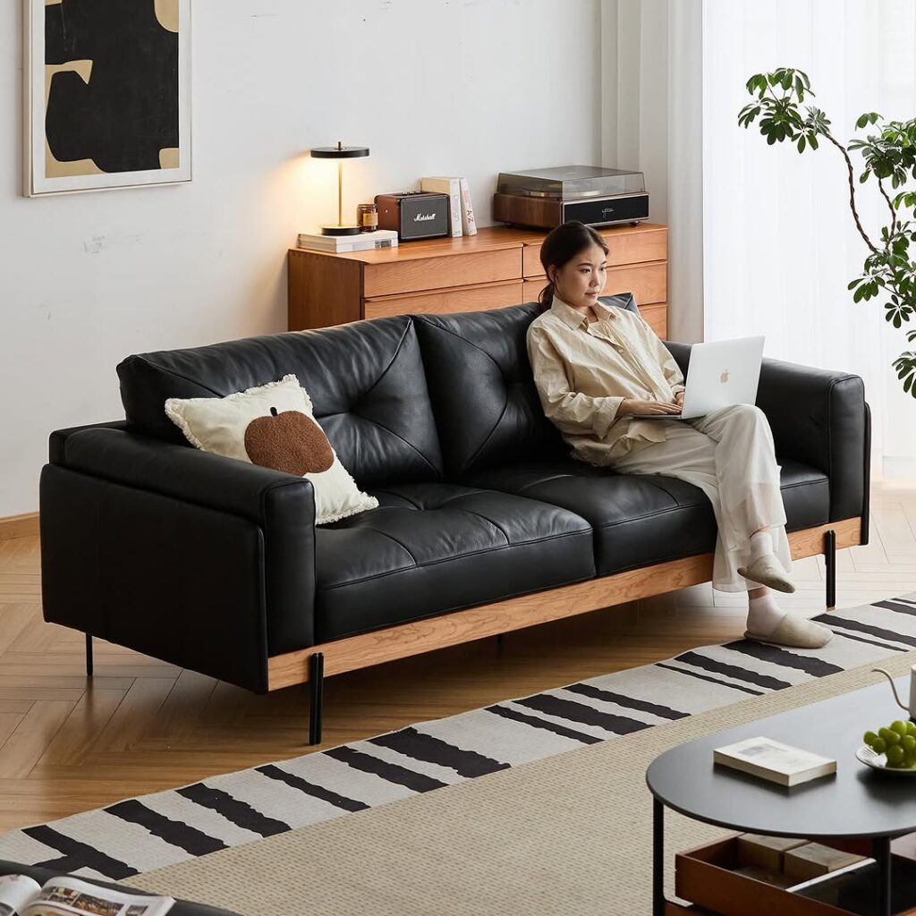 Black Sofa Scandinavian Minimalist Space