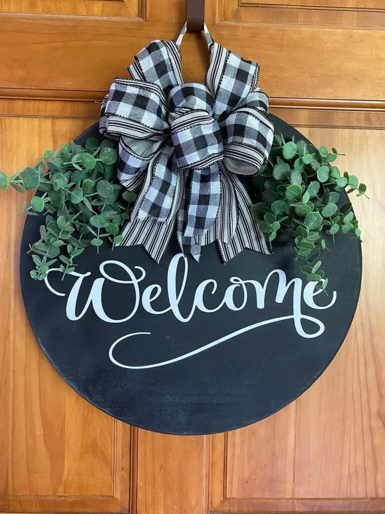 Black Welcome Hanger for a Modern Farmhouse Door