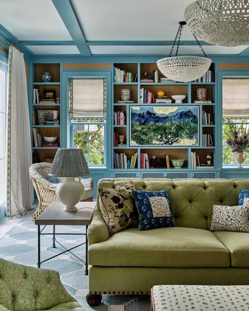Blue Botanical Spring Library Lounge