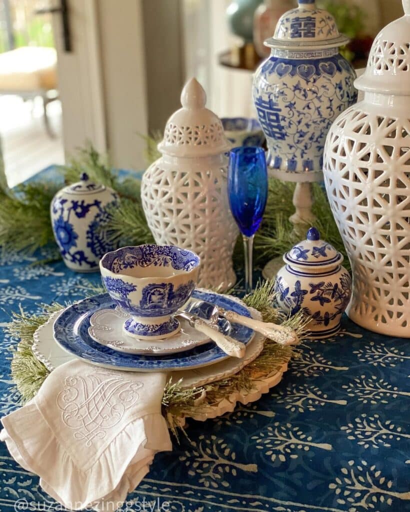 Blue Winter Chinoiserie Table