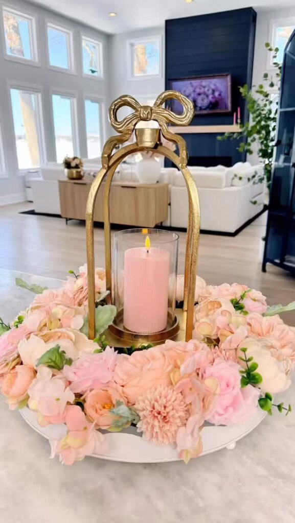 Blush Floral Ring with Bow and Lantern