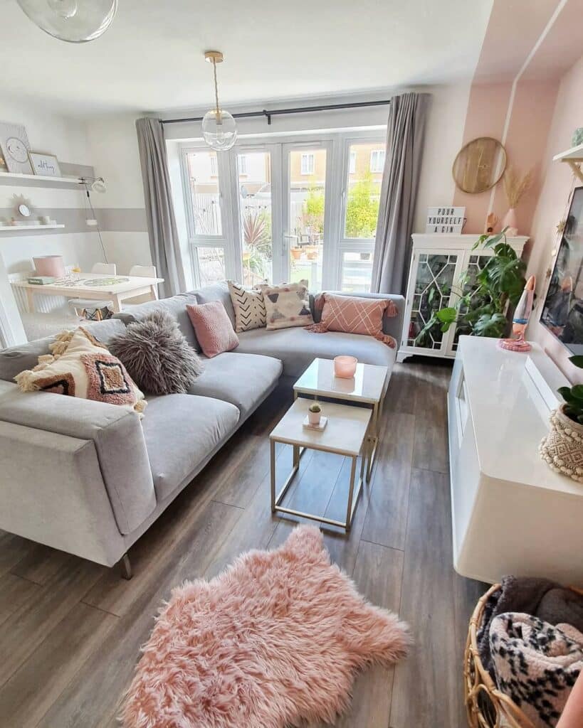 Blush Grey Living Room Modern Comfort