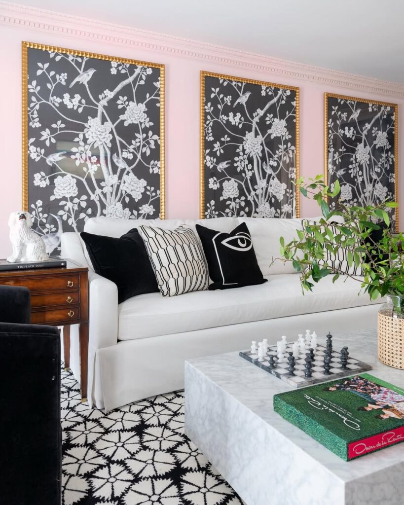 Blush Grey Living Room Monochrome Contrast