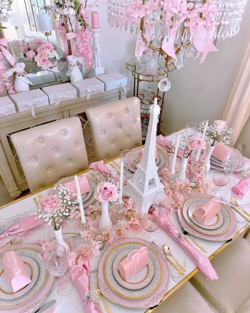 Blush Parisian Spring Garden Table