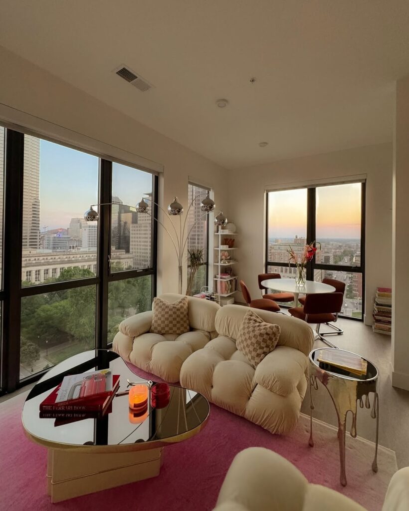 Blush Urban Skyline Living Room