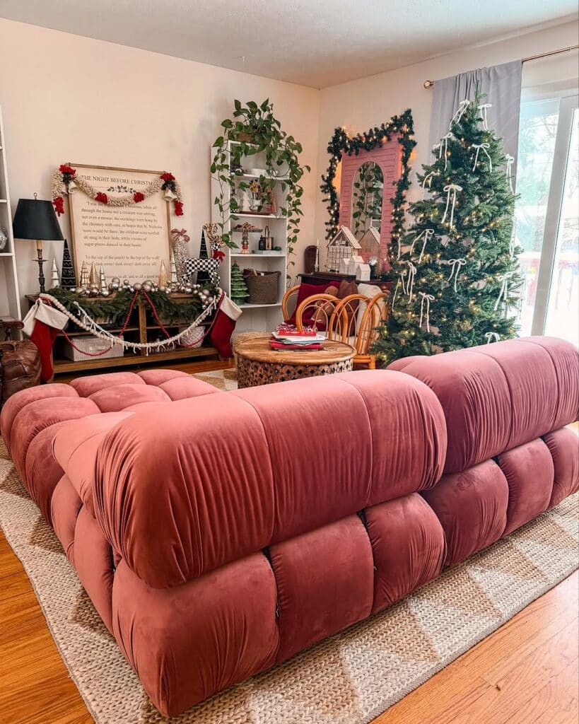 Blush Velvet Boho Holiday Retreat Living Room