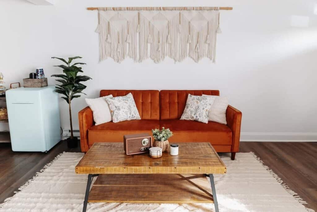 Boho Orange Macramé Sofa