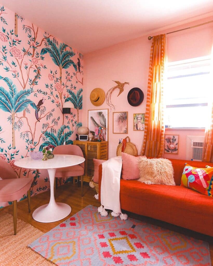 Boho Pink Palm Print Nook