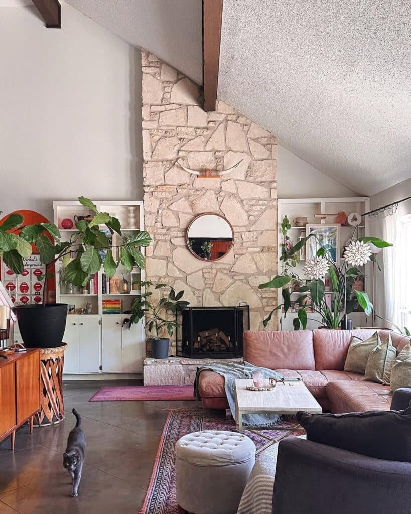 Boho Stone Hearth with Earthy Layers