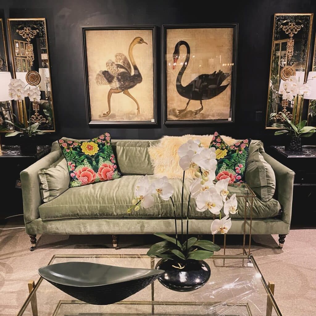 Botanical Olive Green Living Room