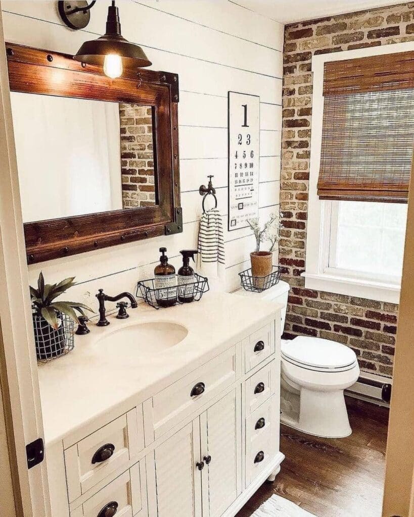 Brick Accent Wall with Shiplap