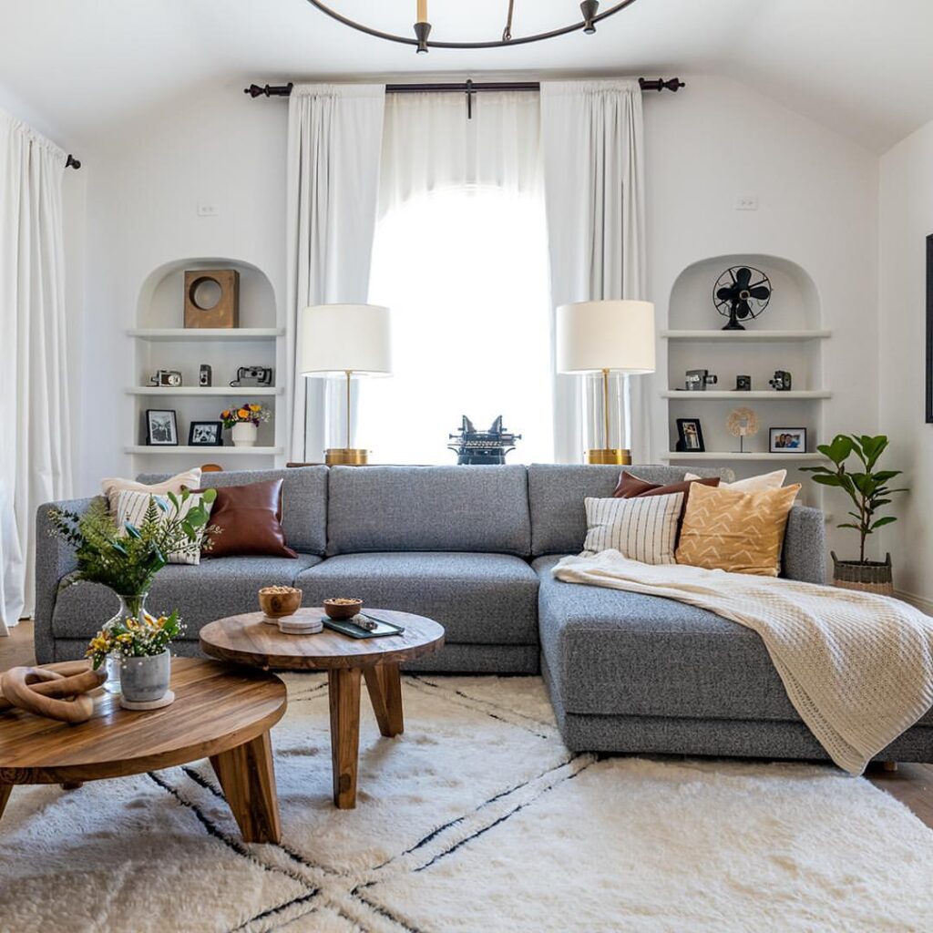Bright Layered Charcoal Sectional