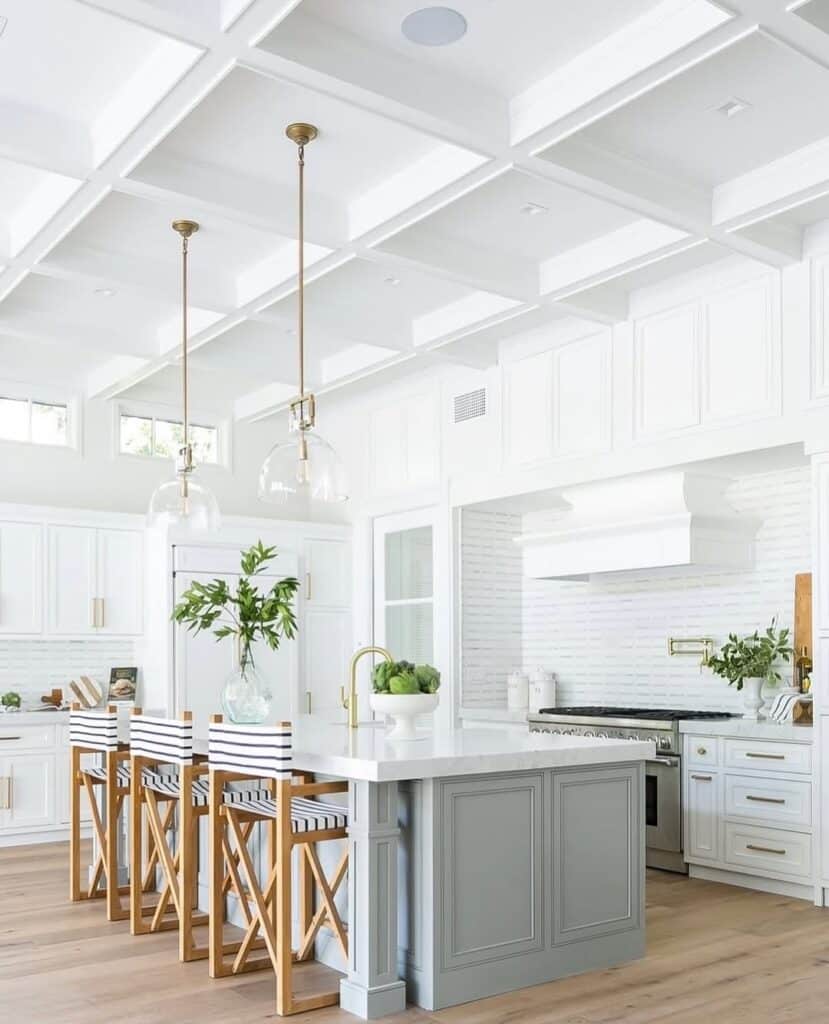 Bright Navy White Coastal Kitchen Seating