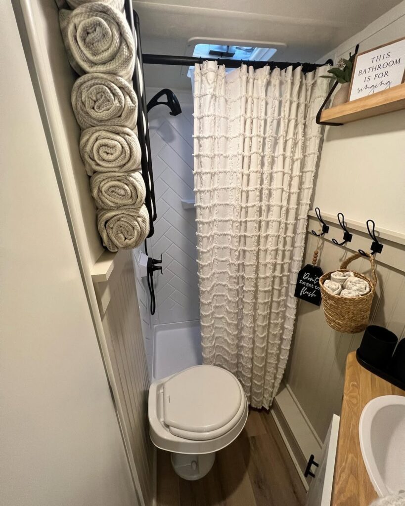 Built-In Towel Niche with a Slim Hook Rail
