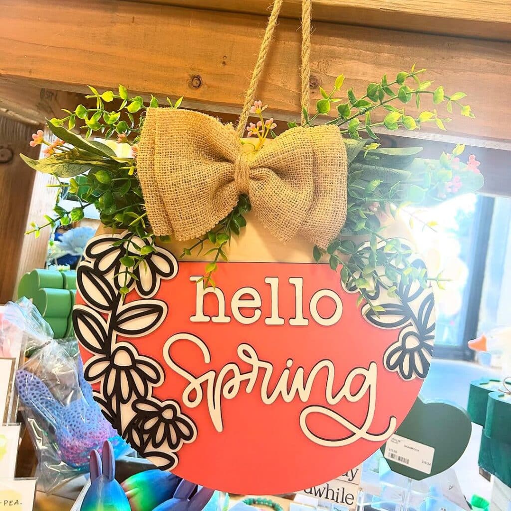 Burlap Bow Hello Spring Door Hanger