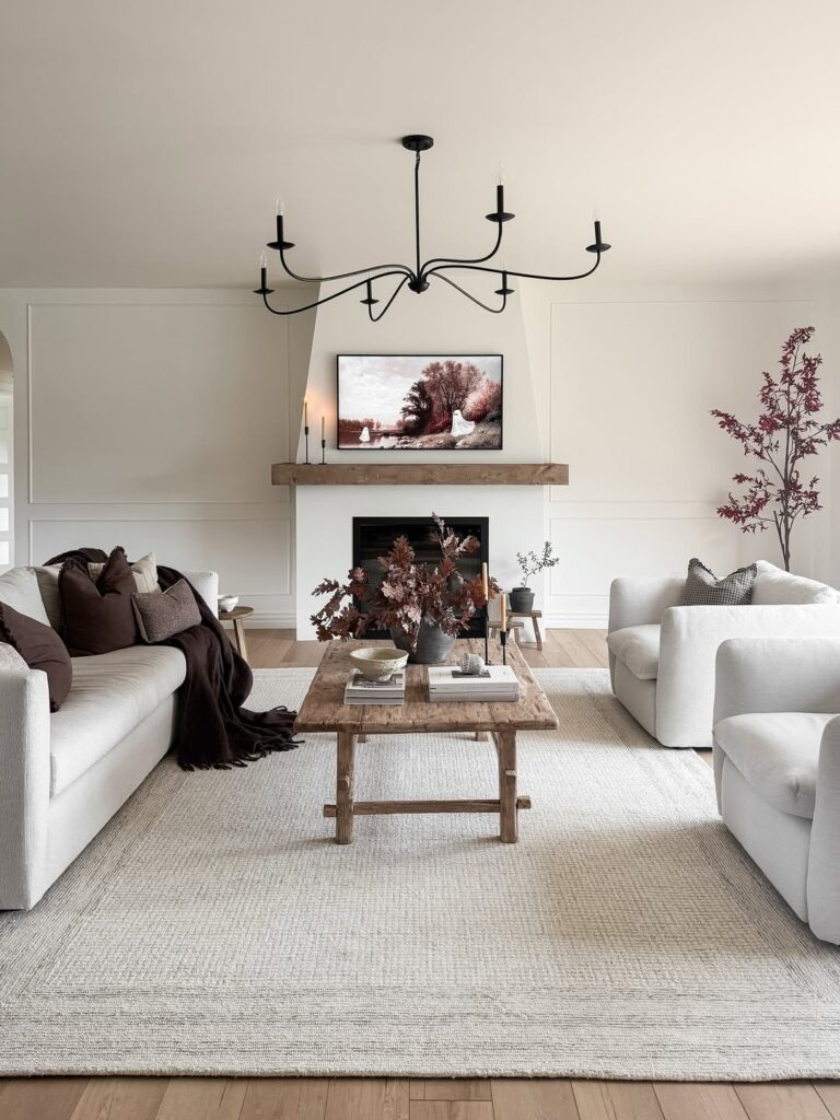 Calm Rustic Nordic Hearth in Soft Neutrals