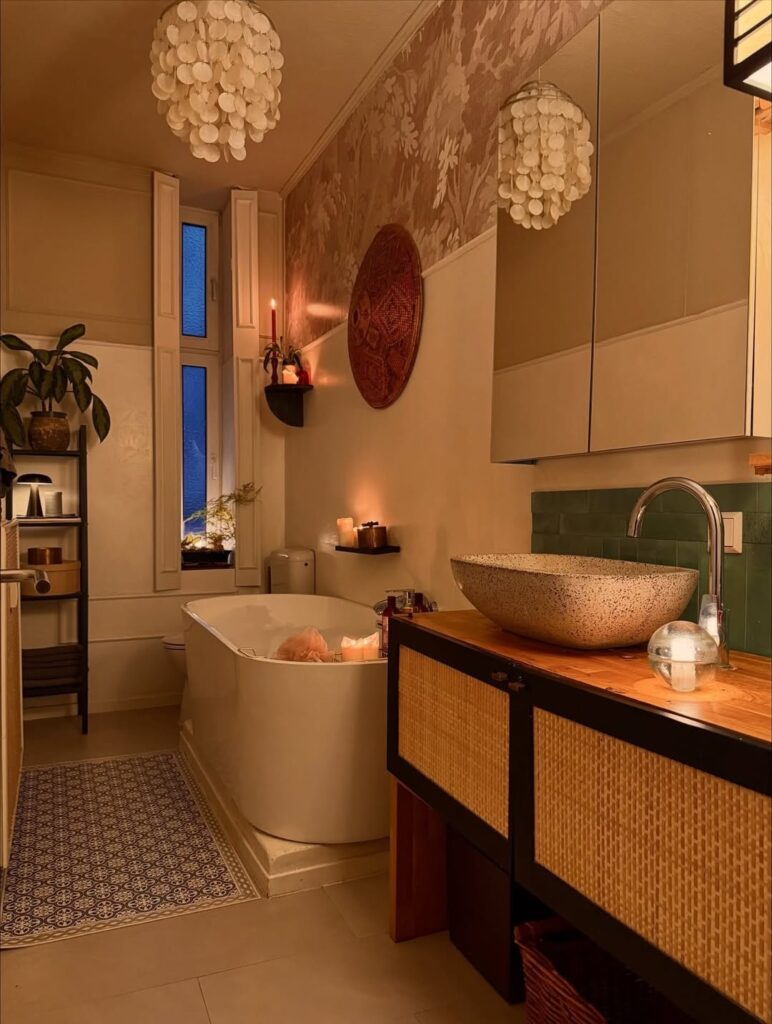 Candlelit Boho Cane Vanity