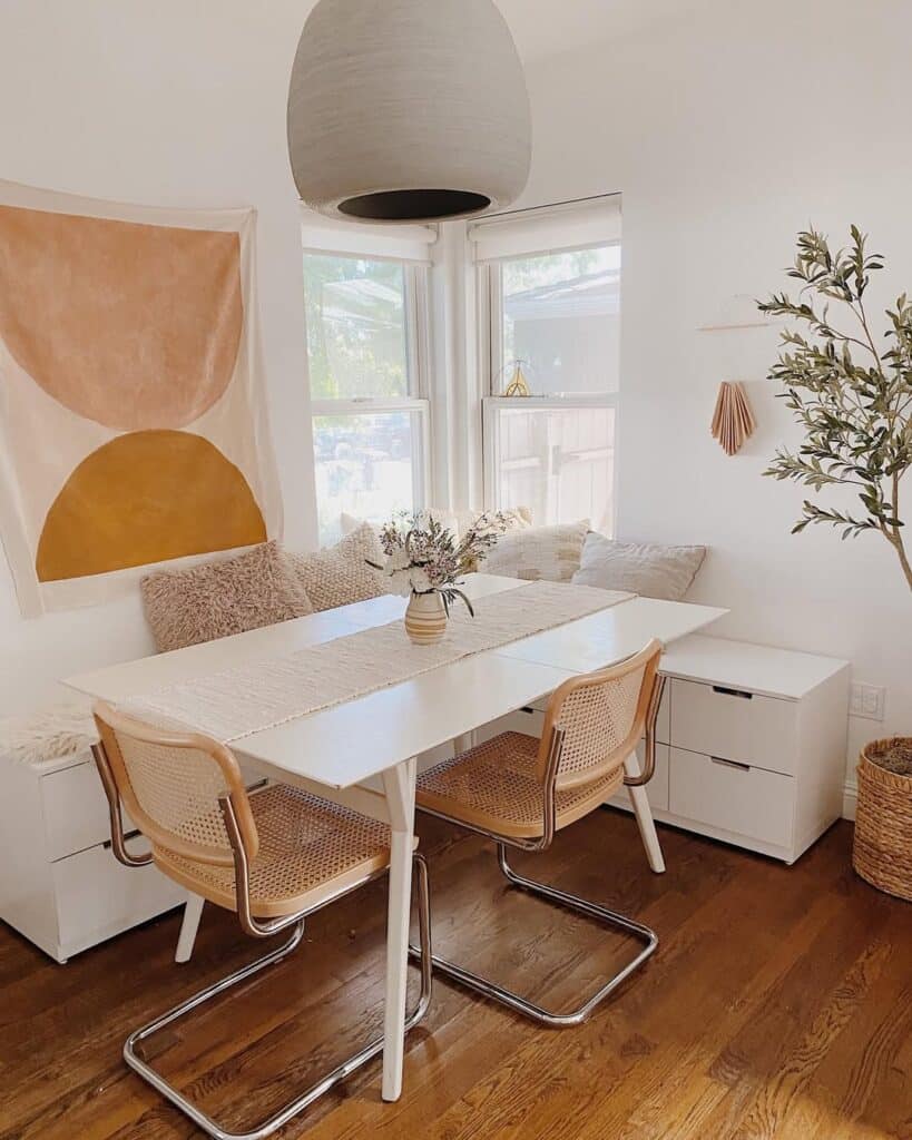 Cane Chairs in a Minimal Boho Breakfast Nook