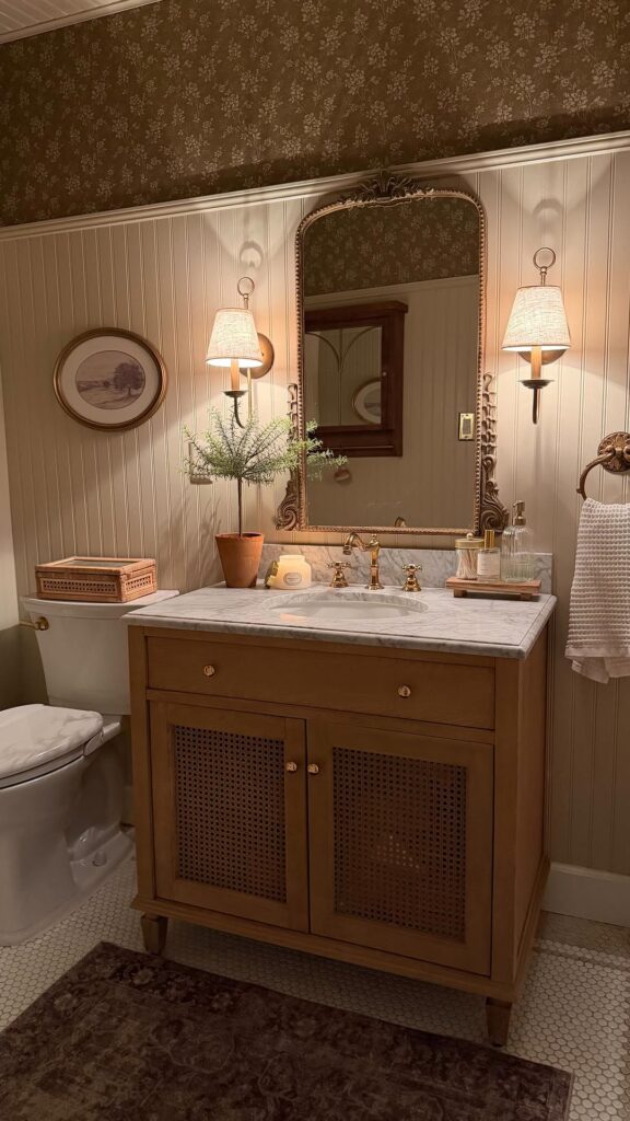 Cane Front Vintage Cottage Vanity