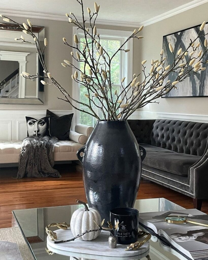 Charcoal Seating and Soft Silver Accent