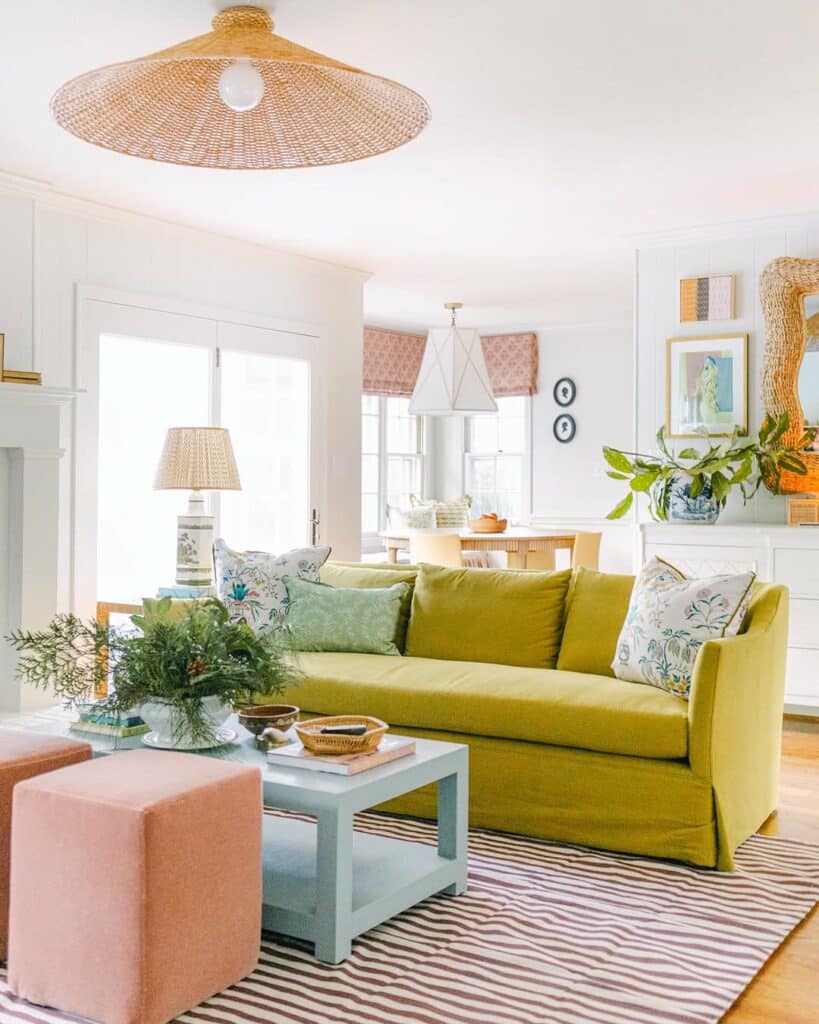 Chartreuse Living Room with Fresh Coastal Style